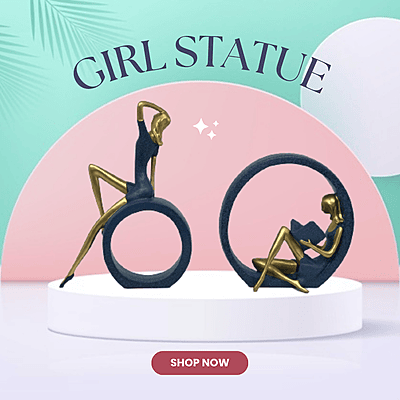 Reading & Dancing Girl Resin Statue – Abstract Sculpture Figurine for Home & Office Decor