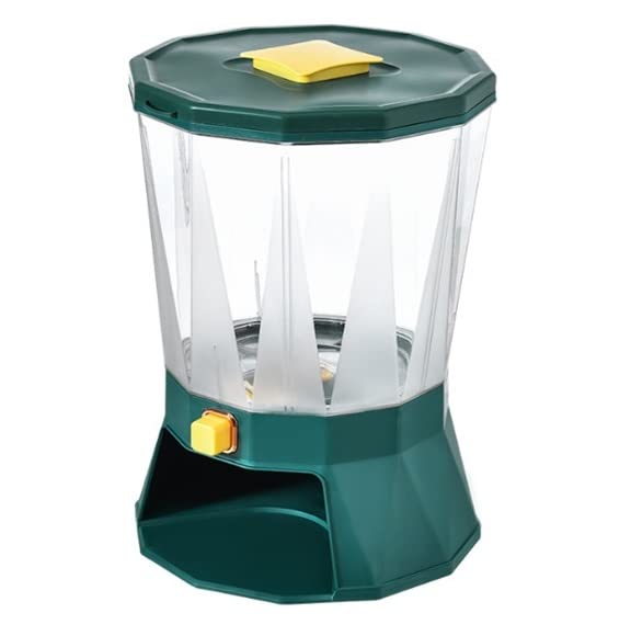 Kitchen Grain Bucket – 4-Compartment Rotatable Rice & Dry Food Dispenser | 28.5L Sealed Storage Container (Peacock Green)