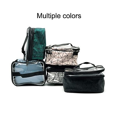 Cosmetic Sandwich Zipper Bag – Double Layer Transparent Travel Makeup Bag for Women