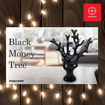 Black Money Fortune Tree Statue – Ceramic Feng Shui Decor