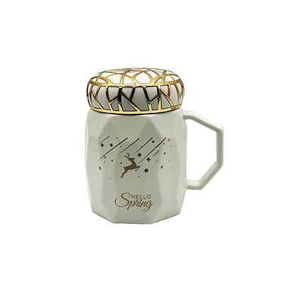 European Mug with Lid – 450ml Leak-Proof Ceramic Coffee & Milk Cup