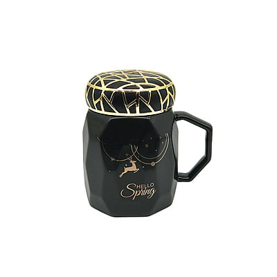 European Mug with Lid – 450ml Leak-Proof Ceramic Coffee & Milk Cup