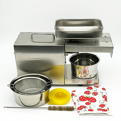 Stainless Steel Oil Press Extraction Machine – Cold Press for Peanut, Coconut, Sesame & More (Silver, 500W-750W)