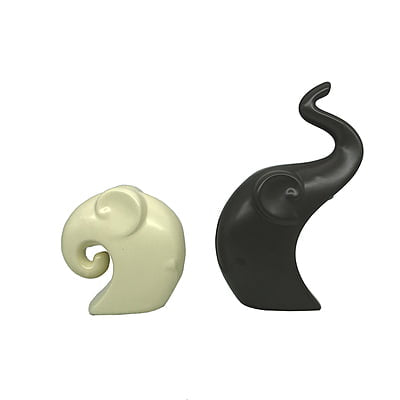 Happy Charm Ceramic Elephant Couple Figurines – Set of 2 Home Decor Statues