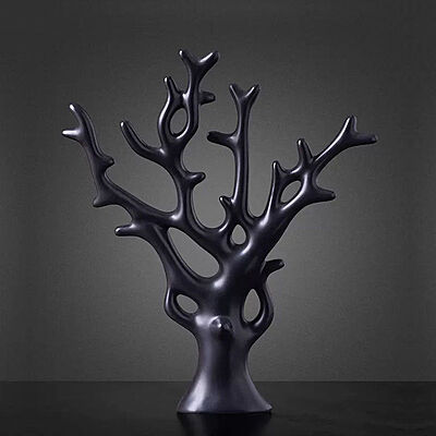 Black Money Fortune Tree Statue – Ceramic Feng Shui Decor