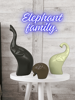 Elephant Family Ceramic Figurines – Set of 3 Matte Finish Home Decor Statues