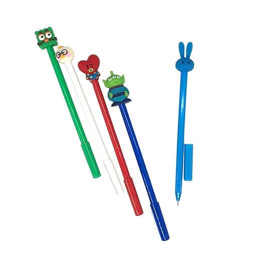 Carbon Neutral Kawaii Cartoon Pens – Pack of 10 (Random Characters) | Black Ink Gel Pens for Kids