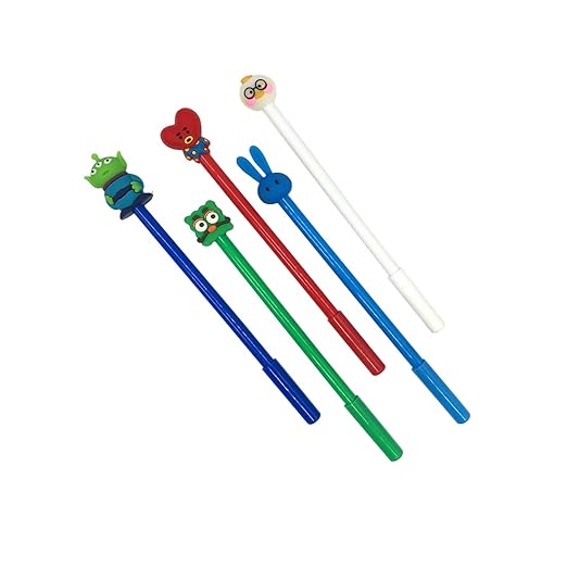 Carbon Neutral Kawaii Cartoon Pens – Pack of 10 (Random Characters) | Black Ink Gel Pens for Kids