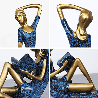 Reading & Dancing Girl Resin Statue – Abstract Sculpture Figurine for Home & Office Decor