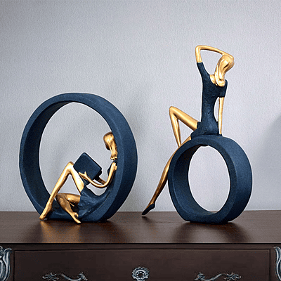 Reading & Dancing Girl Resin Statue – Abstract Sculpture Figurine for Home & Office Decor