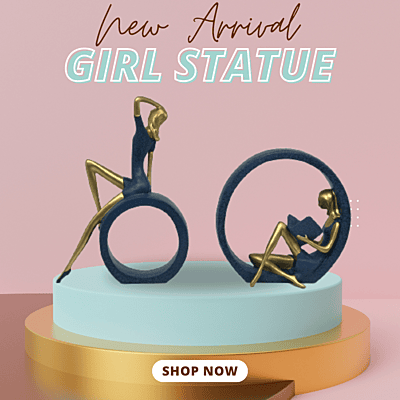 Reading & Dancing Girl Resin Statue – Abstract Sculpture Figurine for Home & Office Decor