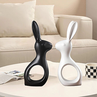 Cute Standing Rabbit Statue – Medium Size Indoor & Garden Decor Ornament