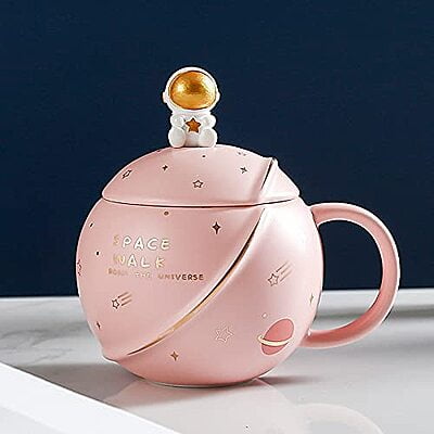 Astronaut Coffee Mug with Lid & Spoon – 3D Ceramic Space Mug 400ml