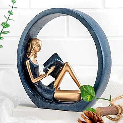 Reading & Dancing Girl Resin Statue – Abstract Sculpture Figurine for Home & Office Decor