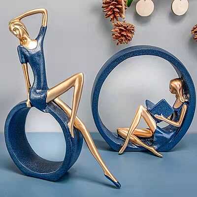 Reading & Dancing Girl Resin Statue – Abstract Sculpture Figurine for Home & Office Decor