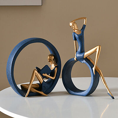 Reading & Dancing Girl Resin Statue – Abstract Sculpture Figurine for Home & Office Decor