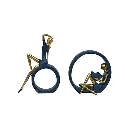 Reading & Dancing Girl Resin Statue – Abstract Sculpture Figurine for Home & Office Decor