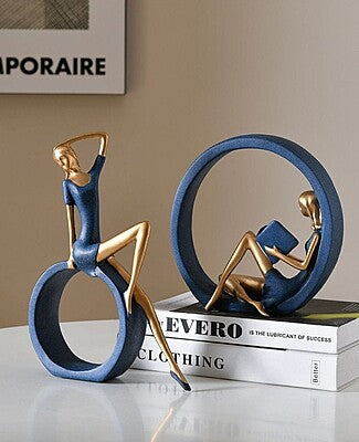 Reading & Dancing Girl Resin Statue – Abstract Sculpture Figurine for Home & Office Decor
