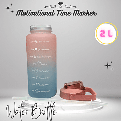 2L Motivational Time Marker Sipper Water Bottle – Gym, Office & Travel (Blue-Violet)