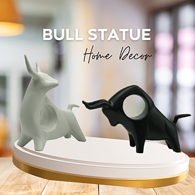 Bull Animal Sculpture – Wild Animals Collection Home Decor Statue for Living Room