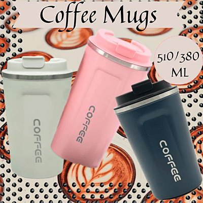 Stainless Steel Insulated Coffee Mug with Lid – Leak-Proof Travel Mug (380ml / 510ml)