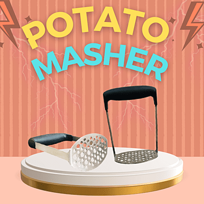 Stainless Steel Potato Masher with Handle – Multi-Purpose Kitchen Masher (Silver)