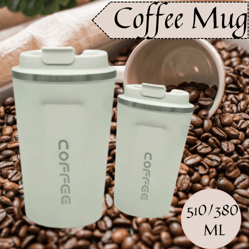 Stainless Steel Insulated Coffee Mug with Lid – Leak-Proof Travel Mug (380ml / 510ml)