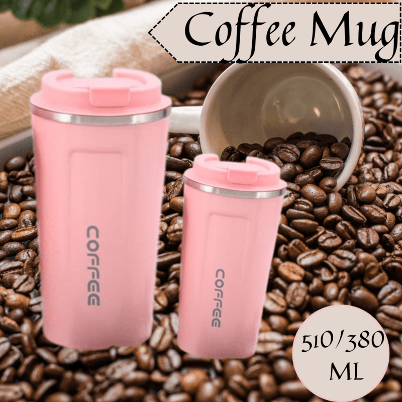 Stainless Steel Insulated Coffee Mug with Lid – Leak-Proof Travel Mug (380ml / 510ml)