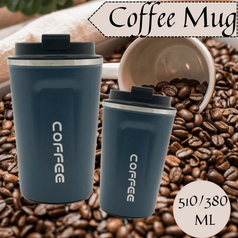Stainless Steel Insulated Coffee Mug with Lid – Leak-Proof Travel Mug (380ml / 510ml)