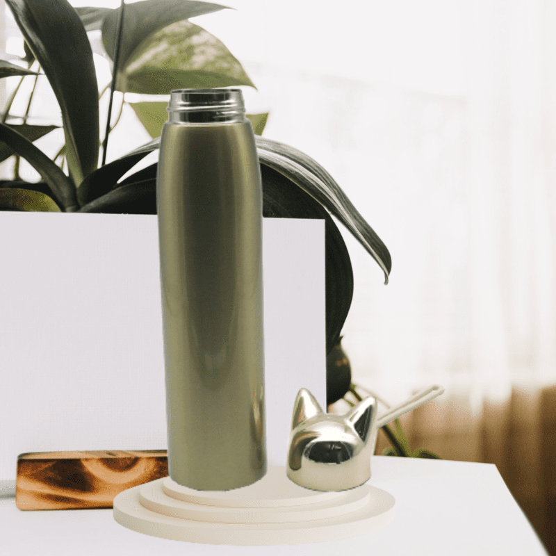 Stainless Steel Fox Ear Thermal Water Bottle – 320ml Leak-Proof Hot & Cold
