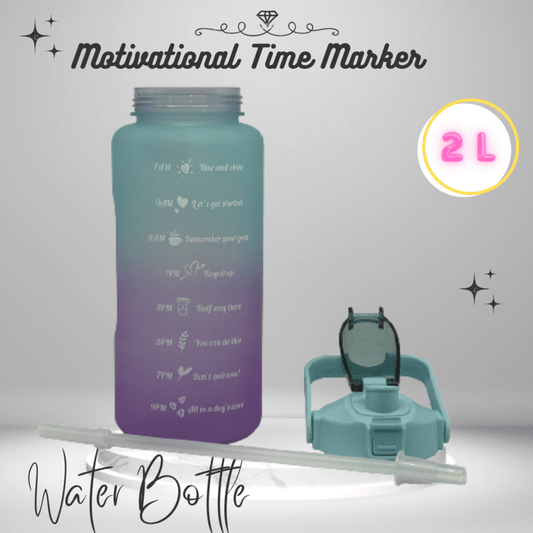 2L Motivational Time Marker Sipper Water Bottle – Gym, Office & Travel (Blue-Violet)