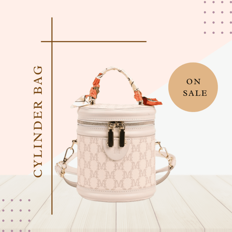 Cylinder Shape Ladies Handbag – Polyester Lining Sling & Top Handle Bag for Women
