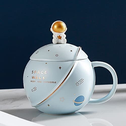 Astronaut Coffee Mug with Lid & Spoon – 3D Ceramic Space Mug 400ml