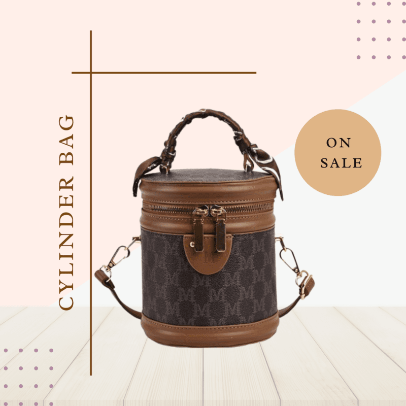 Cylinder Shape Ladies Handbag – Polyester Lining Sling & Top Handle Bag for Women