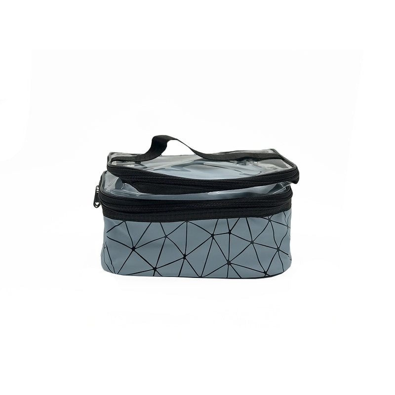 Cosmetic Sandwich Zipper Bag – Double Layer Transparent Travel Makeup Bag for Women