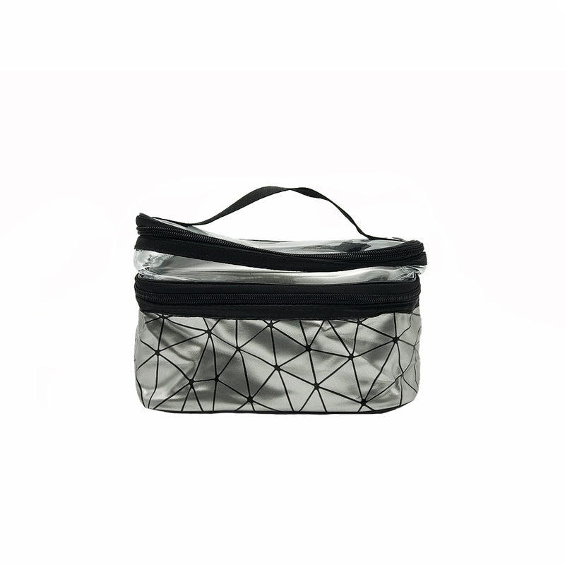 Cosmetic Sandwich Zipper Bag – Double Layer Transparent Travel Makeup Bag for Women