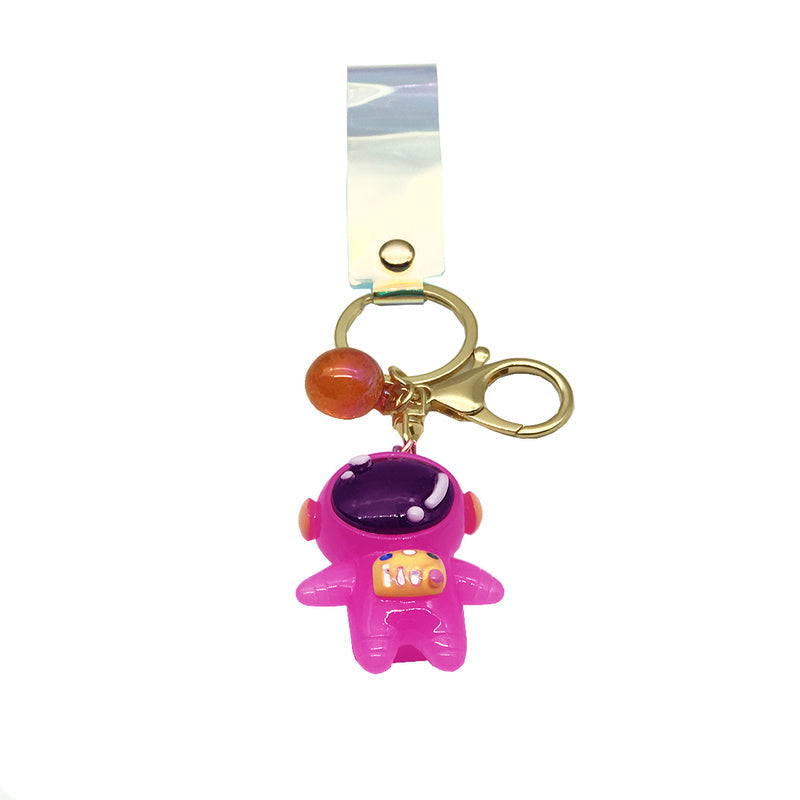 Glowing Astronaut Keychain – 1 Piece | Light-Up Space Rubber Keychain | Blue & White