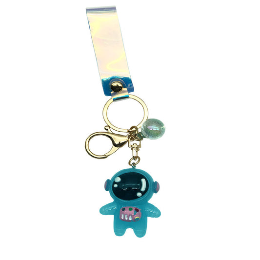 Glowing Astronaut Keychain – 1 Piece | Light-Up Space Rubber Keychain | Blue & White