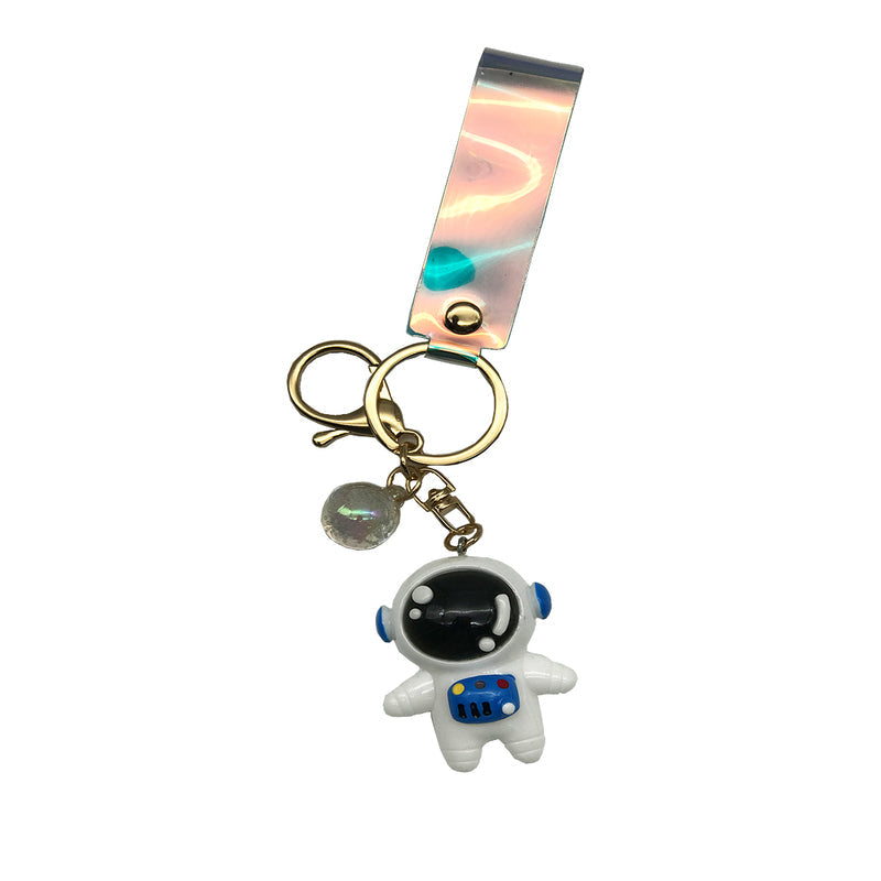 Glowing Astronaut Keychain – 1 Piece | Light-Up Space Rubber Keychain | Blue & White