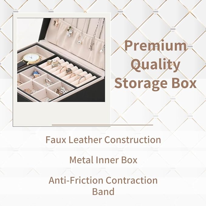 Jewellery Organizer & Storage Box | Necklace, Earrings, Rings, Bracelet | Black, Pink, White